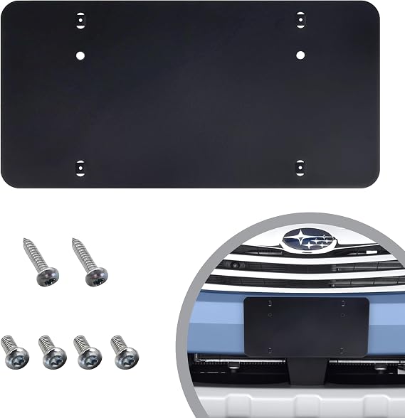 License Plate Bracket for Subaru Outback 2008-2023, Plate Holder Set w 6 Unique Screw Bolts, License Tag Mounting Kit, Quality Plate Holders