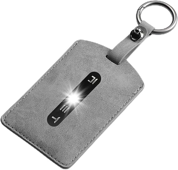 Key Card Holder for Tesla, Accessories for Tesla Model 3, Premium Gray Suede Key Fob Cover, Accessories for Tesla Model Y, Tesla Key Card Protector Compatible with Model S/X