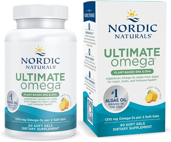 Nordic Naturals Vegan Omega-3, Algae-Based - 1210mg EPA+DHA - 60 Soft Gels
