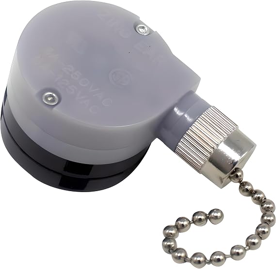 ZE-208D 3 Speed 5-8 Wire Pull Chain Ceiling Fan Switch Replacement Repair Kit Dual Wafer Design 3 Way 4 Position Rotary Motor Controller 3A250VAC 6A125VAC - Nickel Finish