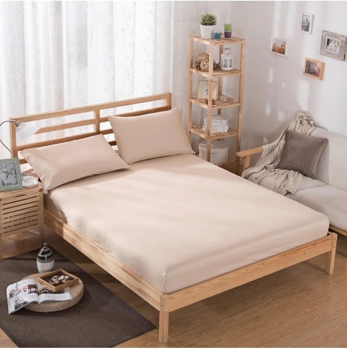 Mer-Tim Cotton Ranforce Single Elastic Sheet Set Coffee with Milk 90x190