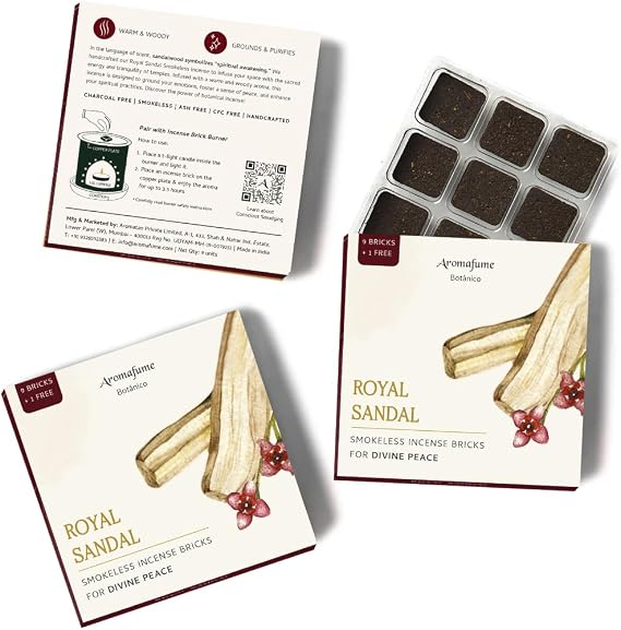 Royal Sandal Smokeless Incense Bricks with Sandalwood, Aromafume