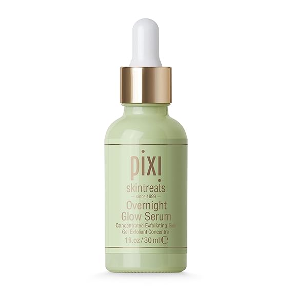 Pixi Overnight Glow Serum | Glycolic Acid Exfoliating Serum for Radiance | Helps Reduce Fine Lines & Sun Spots | With Aloe, Cucumber & Nourishing Vitamins | 1.01 fl. oz/ 30 ml