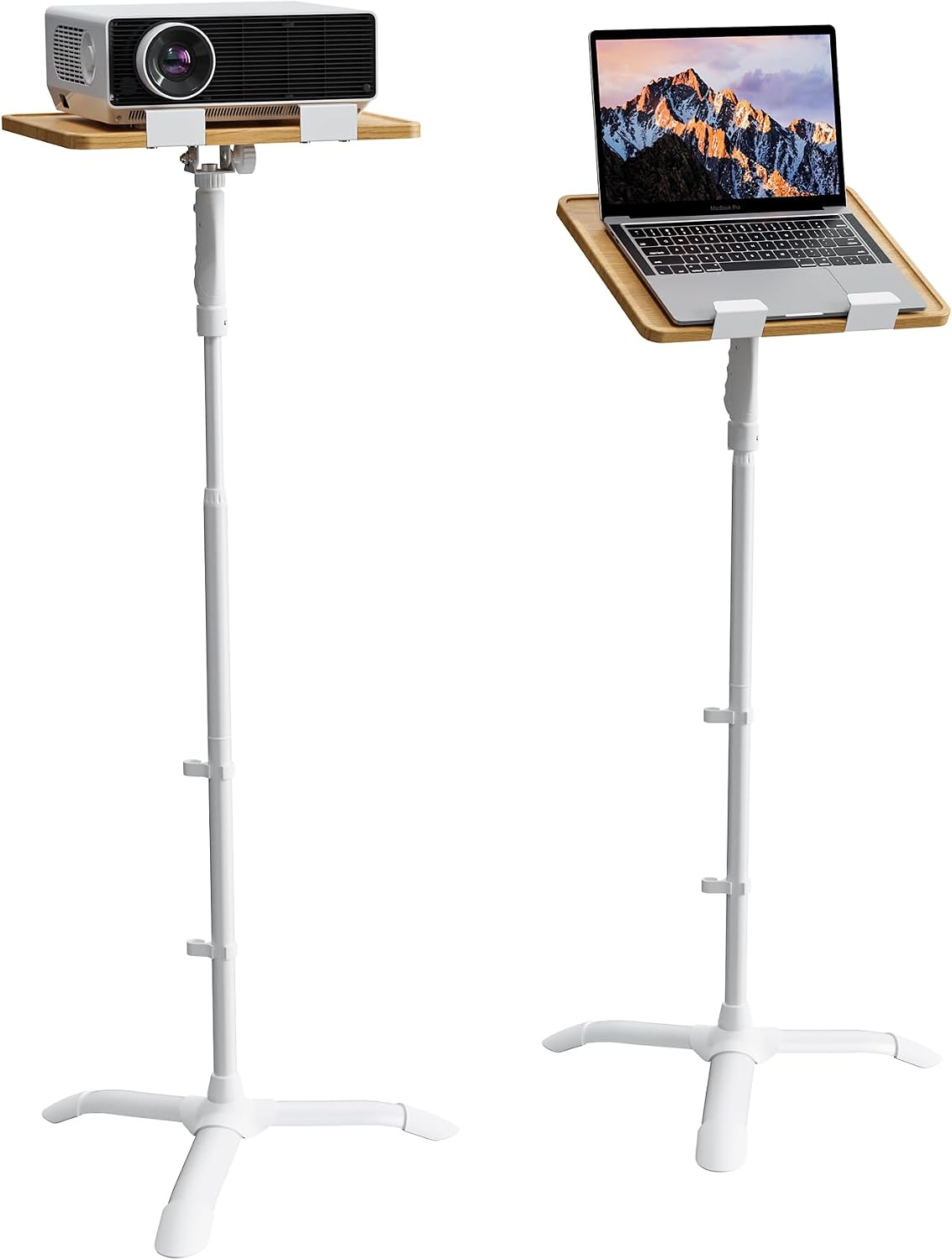 ETHU Laptop Floor Stand with One-Hand Height Adjustment and Safety Lock, Heavy-Duty Adjustable Desk for Home Office and Studio Use, 15kg Capacity, Oak