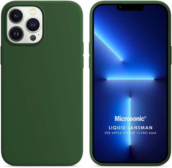 Microsonic Apple iPhone 13 Pro Max için Kılıf Liquid Lansman Silikon Koyu Yeşil [iPhone 13 Pro Max ile Uyumlu Kılıf - Koyu Yeşil]