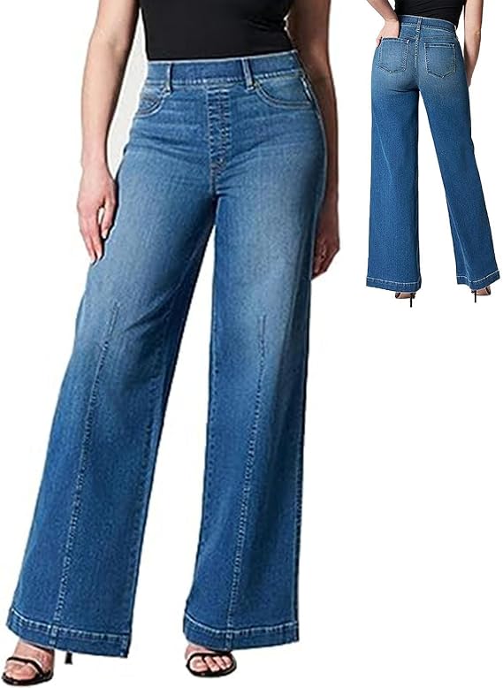 Subtle Beauty Baggy Jeans Loose Fit | Butt Lifting Classic Wide Leg Jeans Comfortable | Women Fashion for Party, Beach, Home, Work, Vacation, Dating, blue