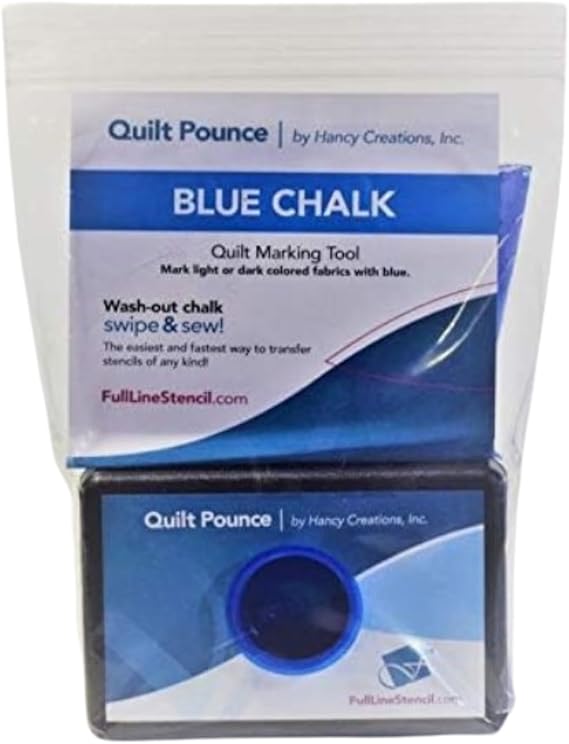 Full Line Stencil - Quilt Pounce Pad with Chalk Powder, Refillable, for Quilt Stencil Design Transfer and Fabric Marking - Blue (QPB)