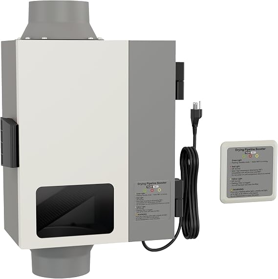 4 Inch Dryer Vent Booster Fan, 160 CFM, Auto On/Off, Plug-In
