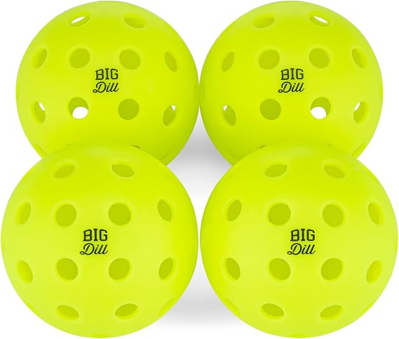 Big Dill Pickleball Co. Relish Outdoor Pickleball Balls or Indoor Pickleball Balls with Bag | Pickle Balls Pickleballs USAPA Approved Pack of 4