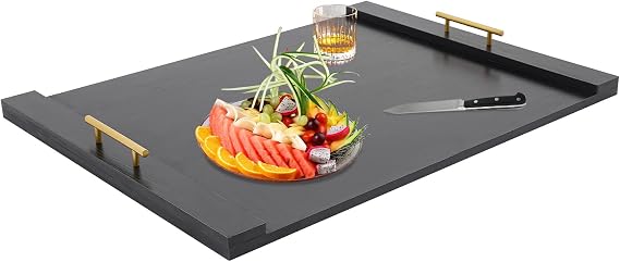 Noodle Board Stove Cover with Handles, Stove Top Cutting Board Cover Wooden Stove Top Covers for Gas Burners, Kitchen Sink Cover for Counter Space, Hold Up to 44.09 Lbs (Black)
