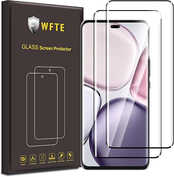 WFTE 2-Pack Screen Protector for HONOR Magic7 Lite/X9C 3D Full Coverage,Anti-Scratch,High Transparency,Anti-fingerprint,Bubble-Free,Premium Tempered Glass Screen Protector For HONOR Magic 7 lite 5G