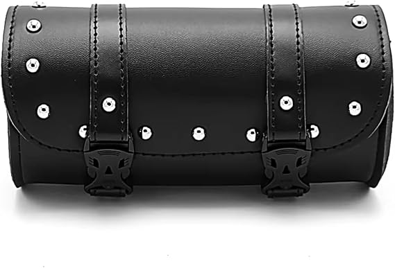 Tail Bags Rear For Motorcycle Front Fork Bag Universal PU Leather Motorbike Tool Saddlebags Handlebar Moto For Mini Bicycle Panniers Moto(Black)