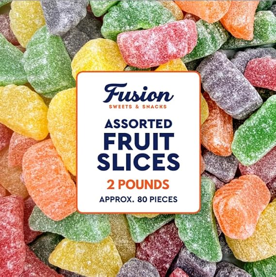 Fruit Slices Jelly Candy, 2 Pound Bulk Bag, Assorted Jelly Fruit Mix | Old-Fashioned, Sugar-Dusted Gum Drops, Nostalgic Soft Gems, For Gifts & Bowls