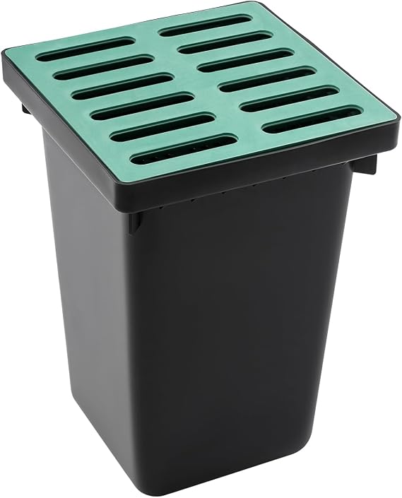 Catch Basin Drain Kit, 16x16x24inch Large Drainage Basin with Basket, Square French Drain Basin Without Reserved Hole for Yard,Downspout,Lawn,Urban