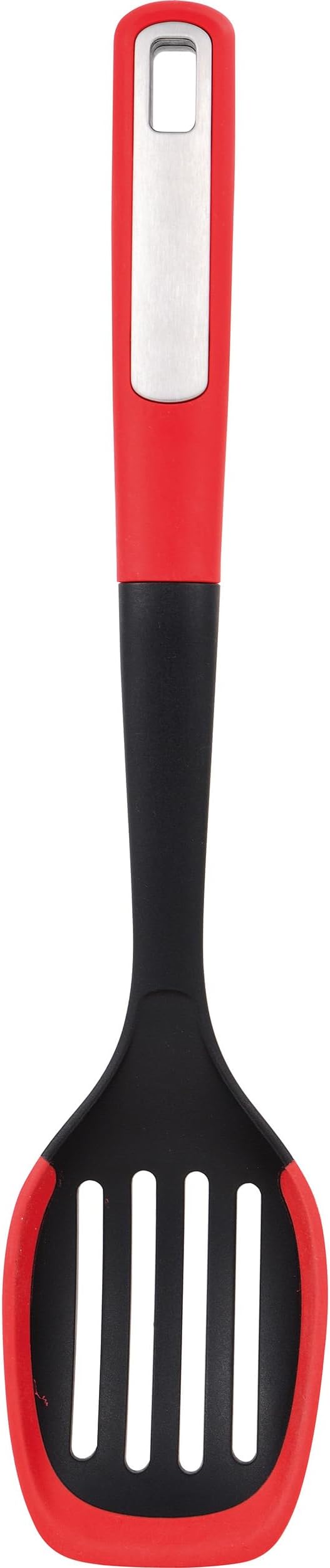 BERGNER Q3682 Slotted Kitchen Spoon 34 x 7 x 3.8 cm Black&Red Mars Collection, Nylon
