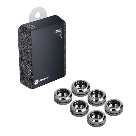 Bitspower G1/4" to Enhance Multi-Link Fitting for 16mm OD Rigid Tubing, Black Sparkle, 6-Pack