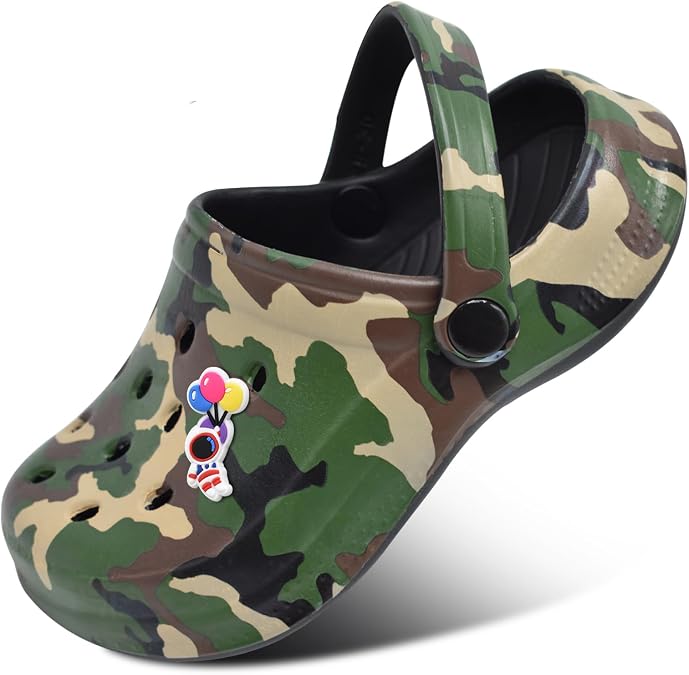 Cyiecw Toddler Kids Clogs Garden Shoes for Boys Girls, Children Slip On Slides Sandals Indoor Outdoor, Kid Beach Pool Water Shoes with Non-Slip Sole