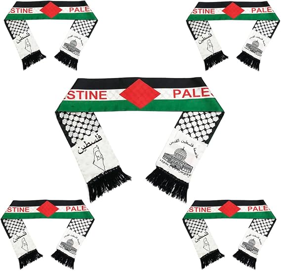 Palestine Flag Scarf, (5 Pack) Palestine Flag Shawl Wraps Scraf, Scarf Palestine Satin Palestine Flag Scarf for Women Men... (5pcs)