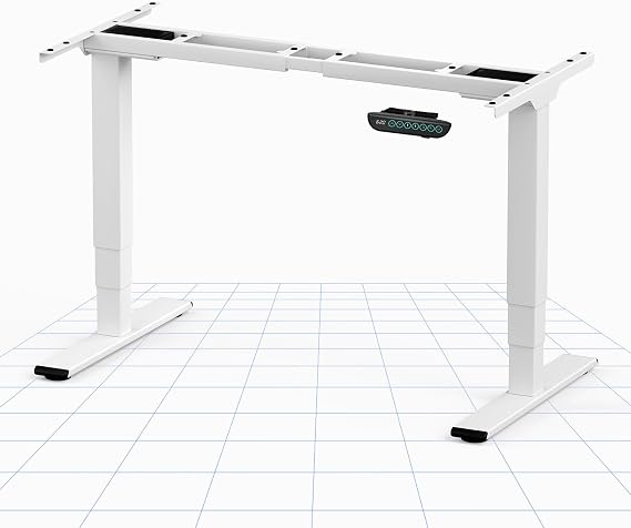FLEXISPOT Standing Desk Dual Motors，Sit Stand Desk Height Adjustable Desk Stand Up Desk Electric Standing Desk with Memory Smart Pannel Large Lifting Range EC5 Series (White Frame Only，3 stages)