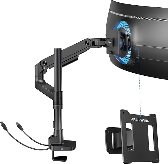 ARES WING Ultrawide Monitor Arm & VESA Adapter for Samsung Neo G9, G65B, G70A, G75T, G85NB, CRG9, CHG9, CHG90, and Odyssey G9 Monitors
