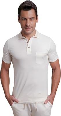 Cottonique Hypoallergenic Light Organic Polo Tee for Men with Skin Allergies and Sensitive Skin