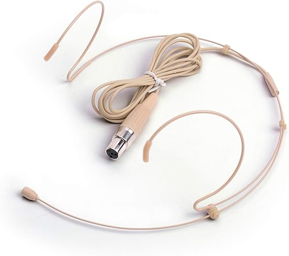 Microphone Headset Discreet Headworn Earset Over Ear Hanging Mic Compatible with Shure Wireless System Bodypack Transmitter, Ideal for Lectures, Live Performance, Theater, Podcasts Beige