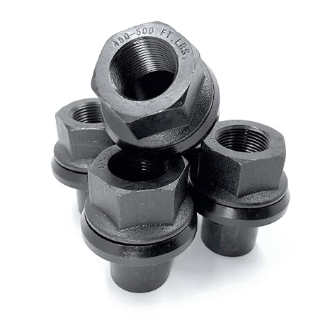 10 Pack - Two-Piece 19mm Sleeve Flange Wheel Lug Nuts, M22x1.5 Hex:33mm Black for Heavy Duty Truck Semi Truck Fit Steel Dual Wheels with Hub Piloted Seat for 26mm Bolt Hole Size by TYK Industries