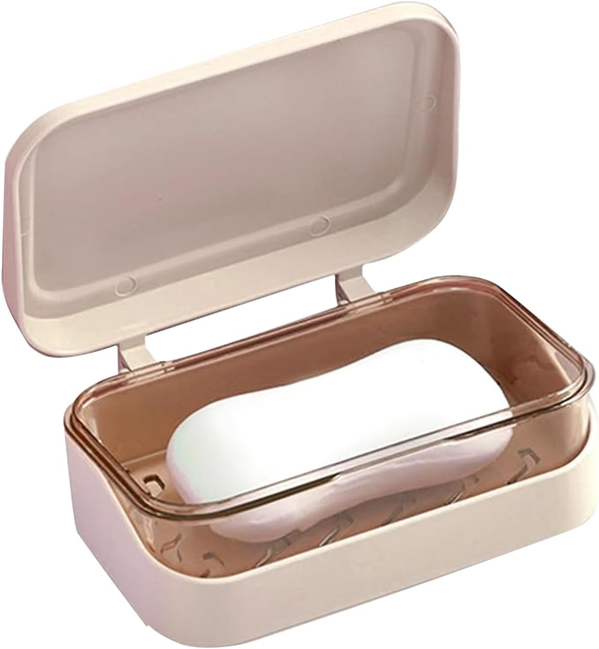1Pc Soap Box, 2 Layers Rectangular Soap Dish Container with Removable Drainer and Lid, Travel Leakproof Soap Case Container Holder Soap Dish for Shower Travel Hiking Bathroom School Gym Pink