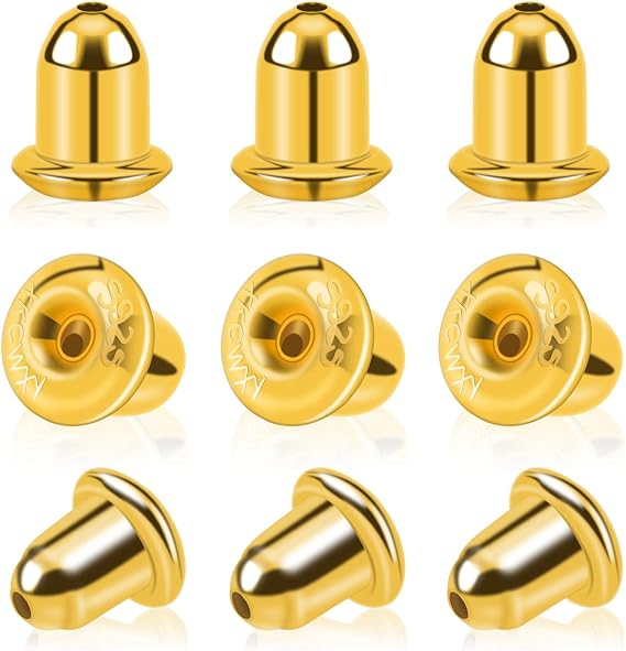 XKCWXY 4Pair Sterling Silver Earring Backs for Studs Secure,14K Gold Plated Locking Earring Backs for Studs,Hypoallergenic Earring Backs for Droopy Ears