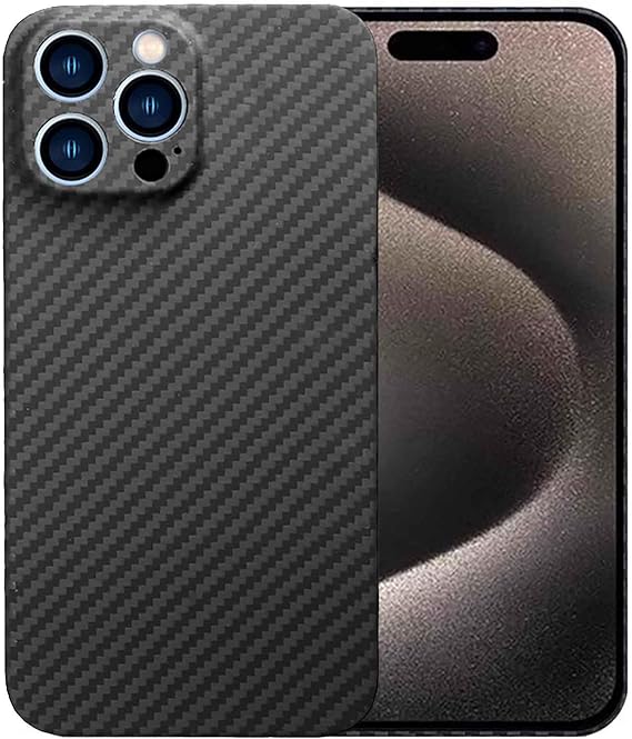 Sisyphy Aramid Fiber Case for iPhone 16 Pro with Carbon Fiber Texture, Super Slim Light Protective Cover Skin, Soft Touch Sturdy Durable Case, Snap-on Back Cover