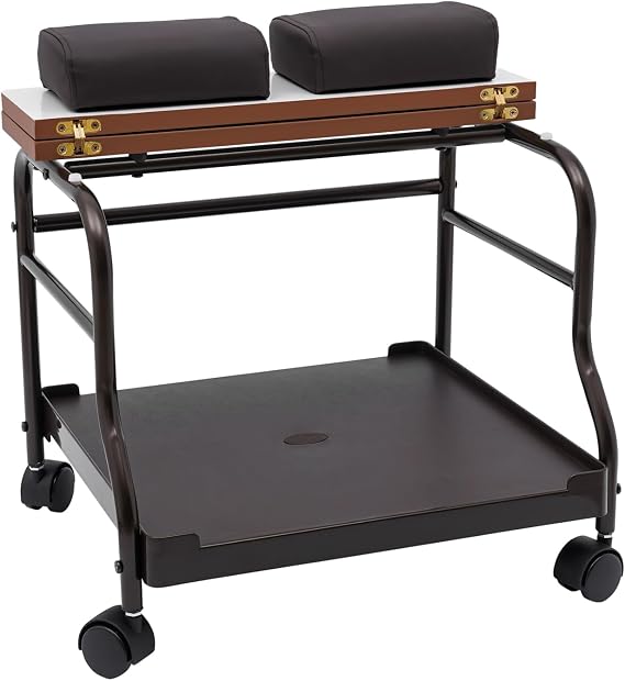 Pedicure Foot Rest, Portable Pedicure Cart Foot Trolley Esthetician Trolley Cart, Floorstanding Pedicure Footrest Stool Cart Foot Rest Cart for Beauty Salon Nail or Foot Bath Spa (Coffee)