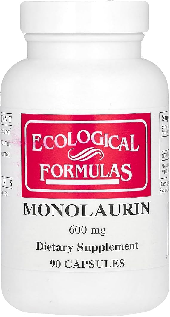 Ecological Formulas Monolaurin 600 mg, Creamy White,Capsule, 90 Count (MONOL-600-90)