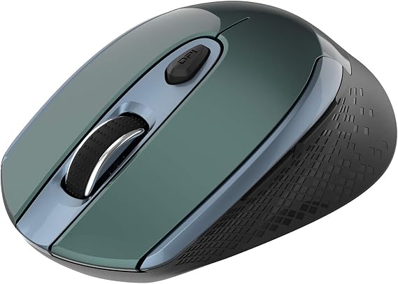 Cimetech Wireless Ergonomic Mouse, 2.4G Computer Optical, 6 Buttons, Silent With USB Receiver, 3 Adjustable DPI for Laptop, Desktop, Mac, PC - Dark Green