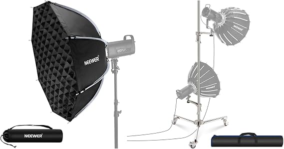 NEEWER NS35P 35"/90cm Octagonal Softbox, Quick Release Bowens Mount Softbox with Honeycomb Grid, Light Diffusers, for RGB CB60 CB60B CB200B S101-300W/400W Pro Vision 4 Q4, ST198SS Light Stand Included