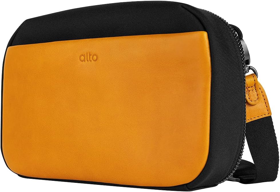 alto Italian Leather Crossbody Travel Bag, Electronics Organizer Case, Portal Electronic Tech Pouch for Essenials Storage