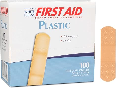 American White Cross First Aid Adhesive Strips, 5/8 x 214 Inches, Dukal 1010300, 100 Count