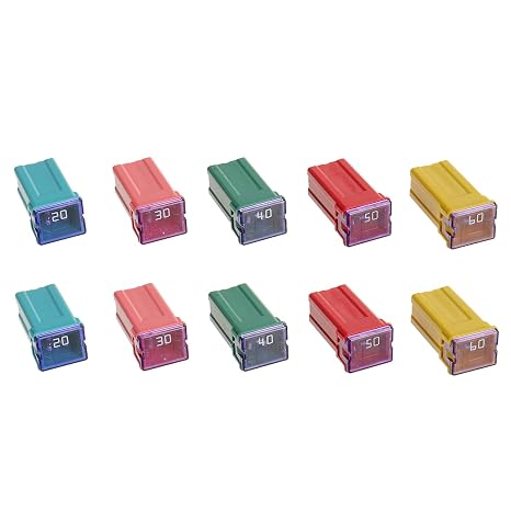 BOJACK Jcase Blocksicherung 20A 30A 40A 50A 60A Kfz Hochprofil Box-Sicherungssatz für LKWs ＆ PKWs (Packung mit 10 Stück 2 für jedes Ampere)