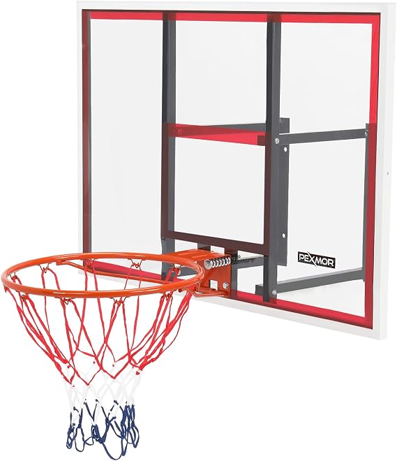 PEXMOR Wall-Mount Basketball Backboard Hoops & Goals Rim Combo Kit&Shatterproof Polycarbonate Board&All-Steel Rustproof Frame&for Standard No.7 Balls
