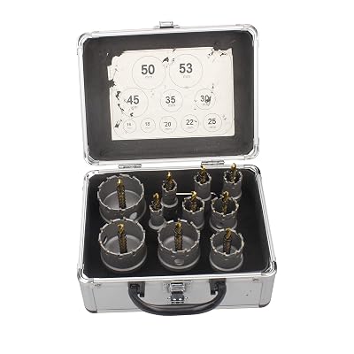 Hole Saw Set 10PCS Alloy Steel Heavy Duty Carbide TCT Carbide Hole Saw Kit for Metal, Hard Wood, Drilling PVC Board, and Plastic Plate