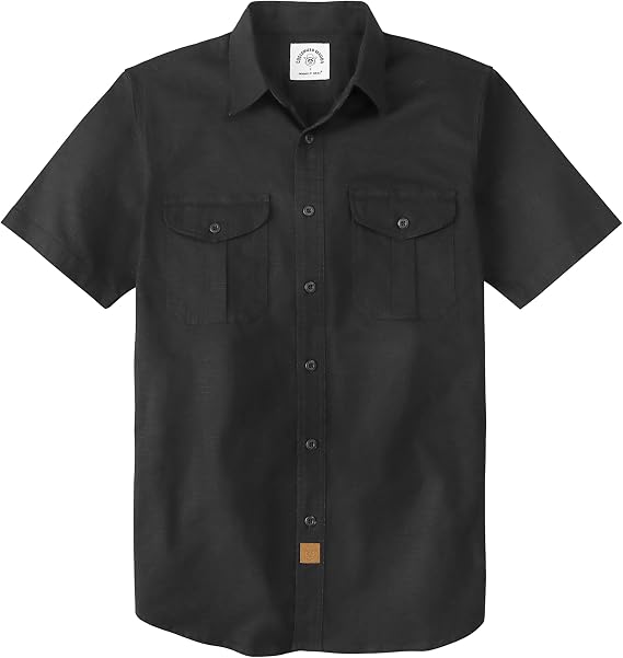Dubinik Mens Short Sleeve Button Down Shirts 2 Pocket Work Casual Vintage Cotton with Stretch