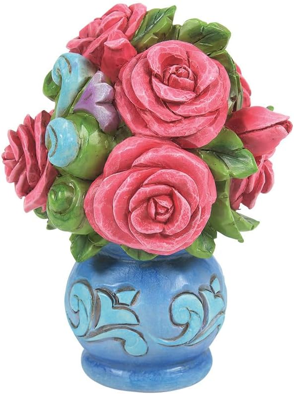 Enesco Jim Shore Heartwood Creek Bouquet of Flowers Miniature Figurine- Stone Resin Hand Crafted Collectible Mini Figurines Home Decor Statue, 3.75 Inch