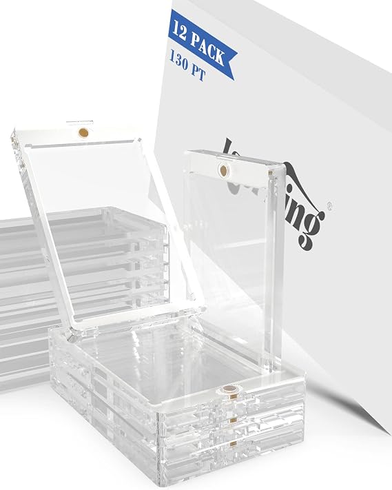 Lzerking Manyetik Kart Sahipleri 12 Paket, Ticaret Kartı, Beyzbol Kartı, Spor Kartı için 130PT Tek Dokunuşlu Kart Tutacağı
