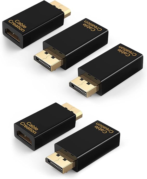 CableCreation Active DisplayPort to HDMI Adapter 5 Pack, 1080P DP to HDMI | Gold Plated Male to Female 1.3V, Uni-Directional Display Port to HDMI Adapter
