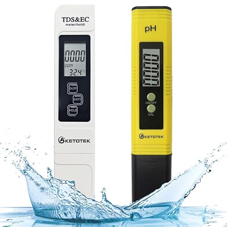 KETOTEK Digital pH TDS & EC Temp Meter for Water, pH Pen and PPM Tester TDS-EC-Temperature Meter, PH Tester with 0-14.00pH and 0.01 Accuracy, TDS EC PH Meters for Aquarium, Hydroponic, RO System
