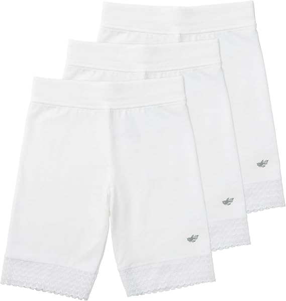 Lucky & Me Girls Bike Shorts, Super Soft Cotton Modal Blend with Lace Trim, Jada 3 Pack