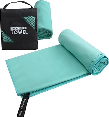 Microfiber Travel Towel, 16x32 Quick Dry Towel, Super Absorbent Camping Towels Lightweight, Beach Towels, Compact Sports Gym Fitness Towels for Sports, Shower, Backpacking, Bath Lake Blue