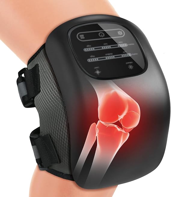 Auxoliev FSA Eligible Knee Massager with Heat and Vibration, Cordless Knee Massager for Pain Relief with LED Screen, Adjustable Straps and Timer