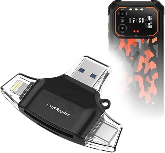BoxWave Smart Gadget Compatible with IIIF150 B1 Pro Plus - AllReader SD Card Reader, microSD Card Reader SD Compact USB - Jet Black