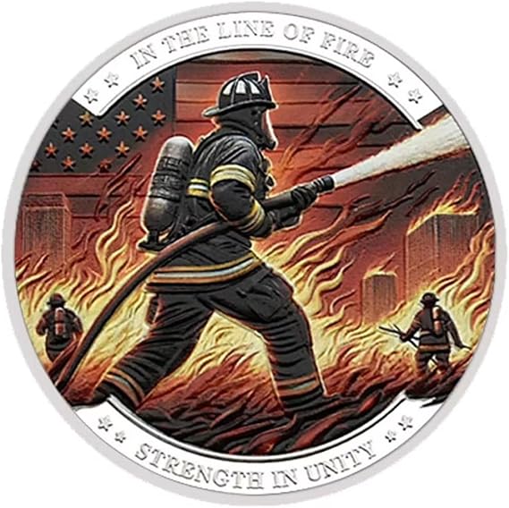 Wudaizhi Firefighter Appreciation Coin - Honoring Heroic Service Metal Coin Intricate Detail Collectible Gift for Firefighters Supporters