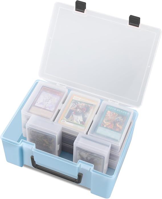Saichotoy Trading Card Storage Box: Card Case Holder Organizer 800+ for PKM Cards, MTG, Yugioh, TCG with 11 Individual Starter Deck Box Each Holds 70 Cards (Columbia Blue)
